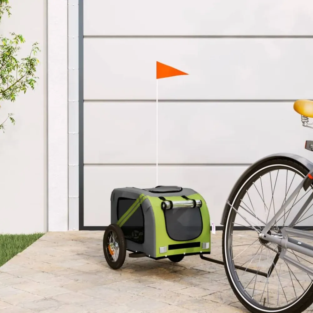 vidaXL Productos Para Mascotas-Remolque de bicicleta mascotas hierro tela Oxford gris