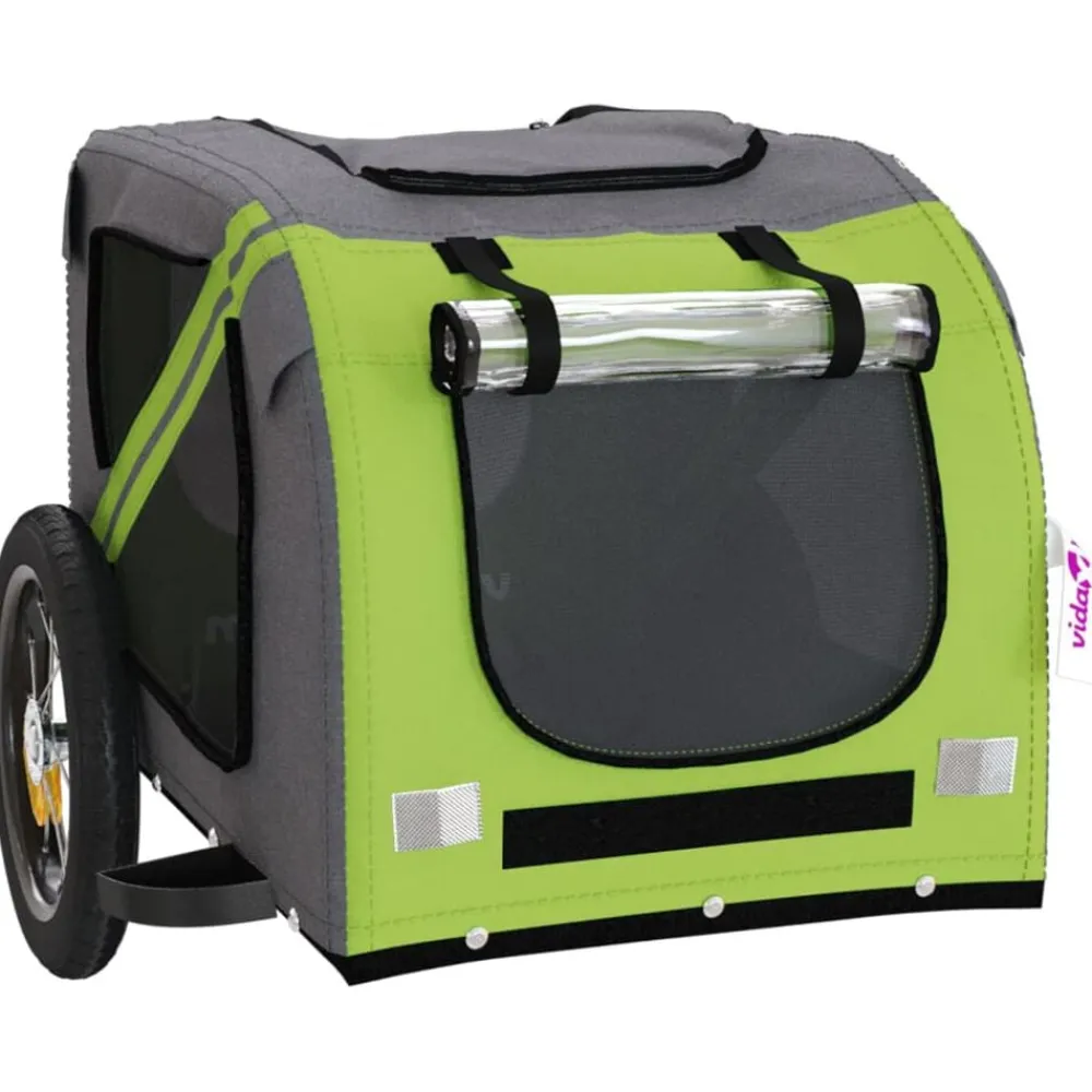 vidaXL Productos Para Mascotas-Remolque de bicicleta mascotas hierro tela Oxford gris