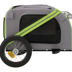 vidaXL Productos Para Mascotas-Remolque de bicicleta mascotas hierro tela Oxford gris