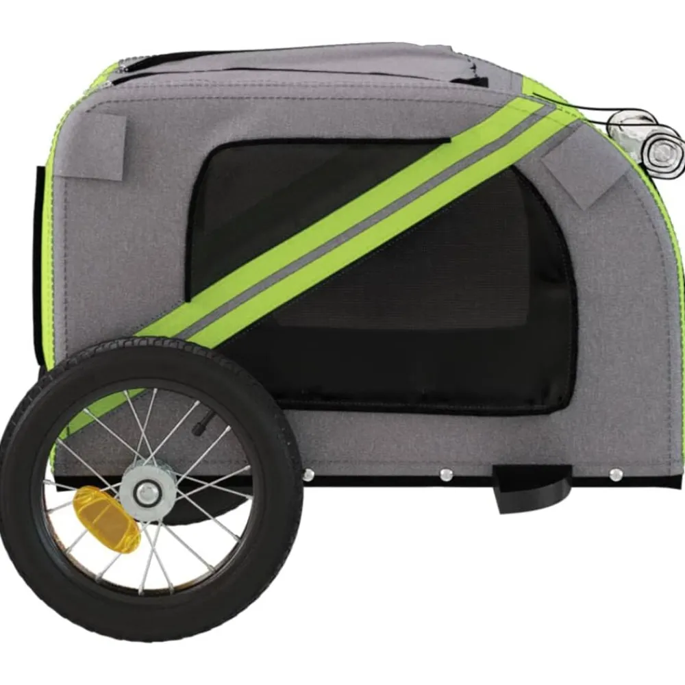 vidaXL Productos Para Mascotas-Remolque de bicicleta mascotas hierro tela Oxford gris