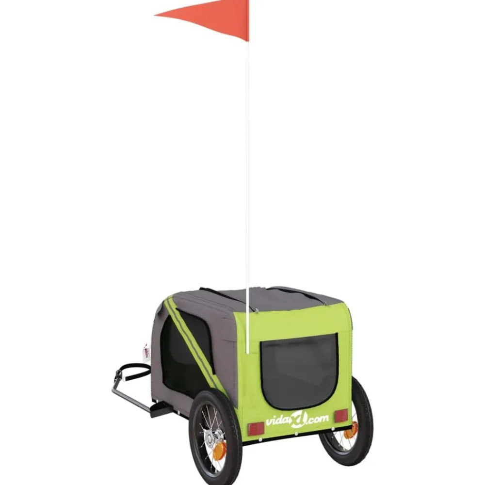 vidaXL Productos Para Mascotas-Remolque de bicicleta mascotas hierro tela Oxford gris