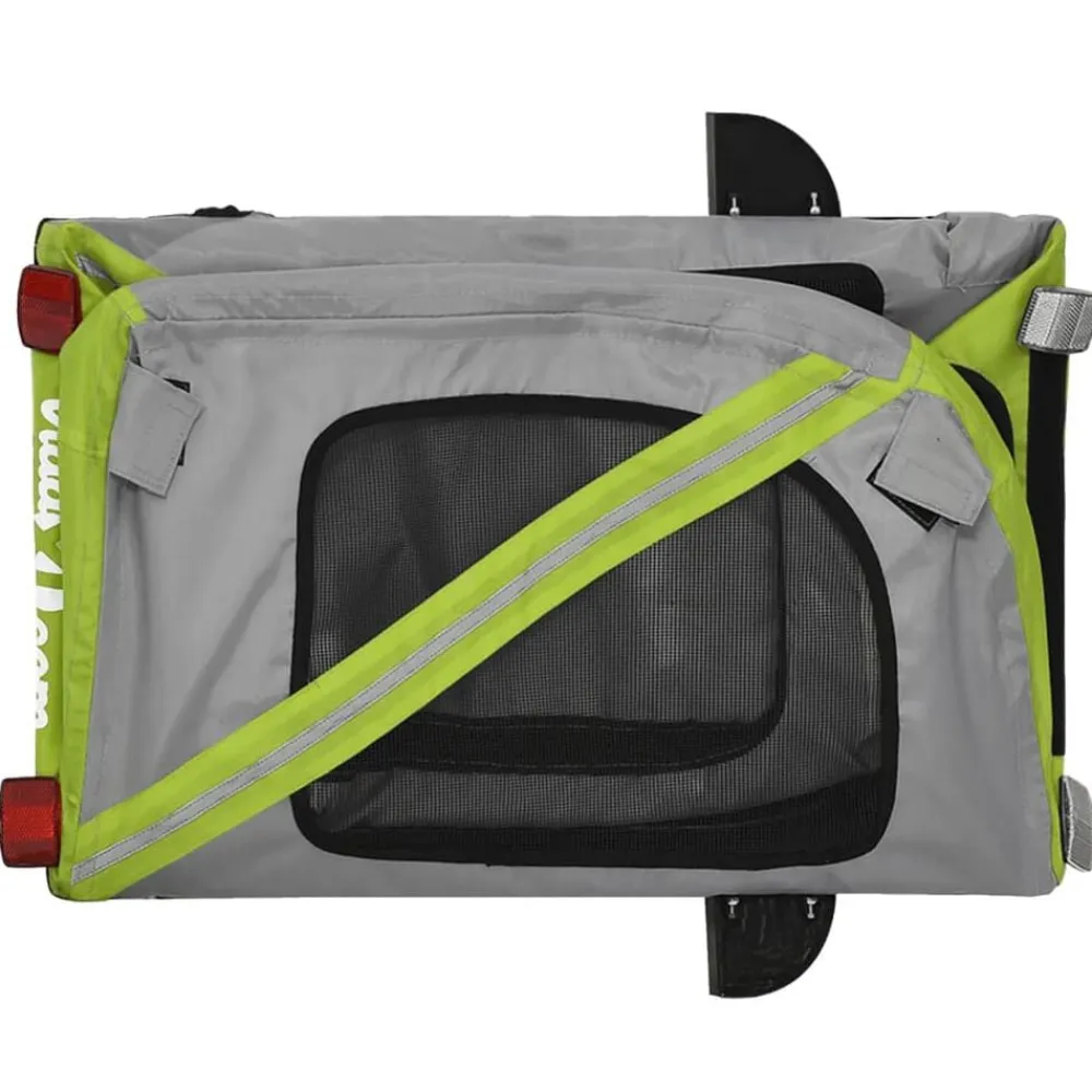 vidaXL Productos Para Mascotas-Remolque de bicicleta mascotas hierro tela Oxford gris