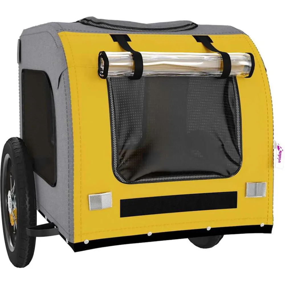 vidaXL Productos Para Mascotas-Remolque de bicicleta mascotas hierro tela Oxford gris