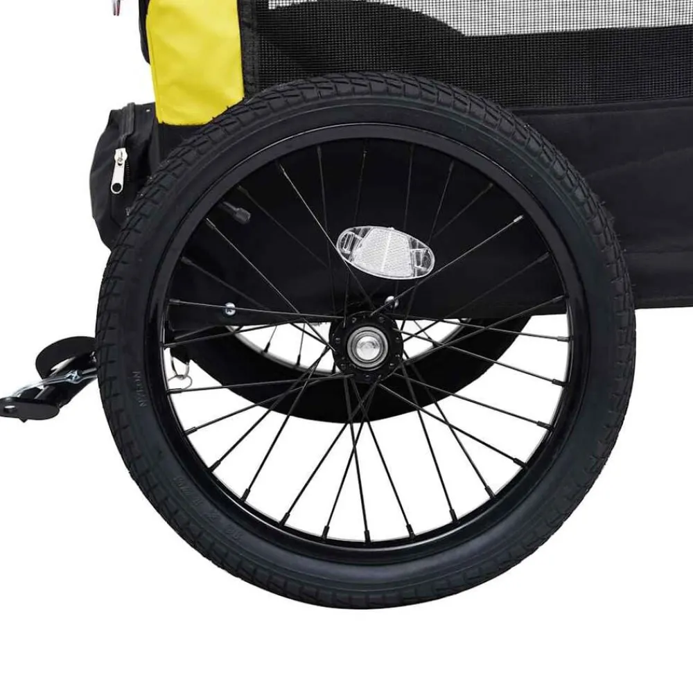 vidaXL Remolque de bicicleta mascotas cochecito 2 en 1 amarillo negro Amarillo y negro Sale