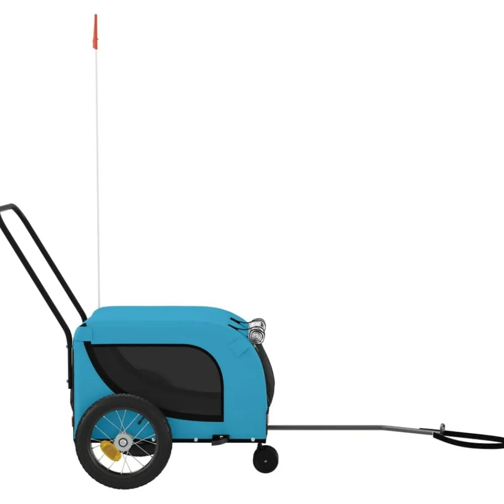 vidaXL Remolque de bicicleta mascotas hierro tela Oxford azul negro Azul y negro New