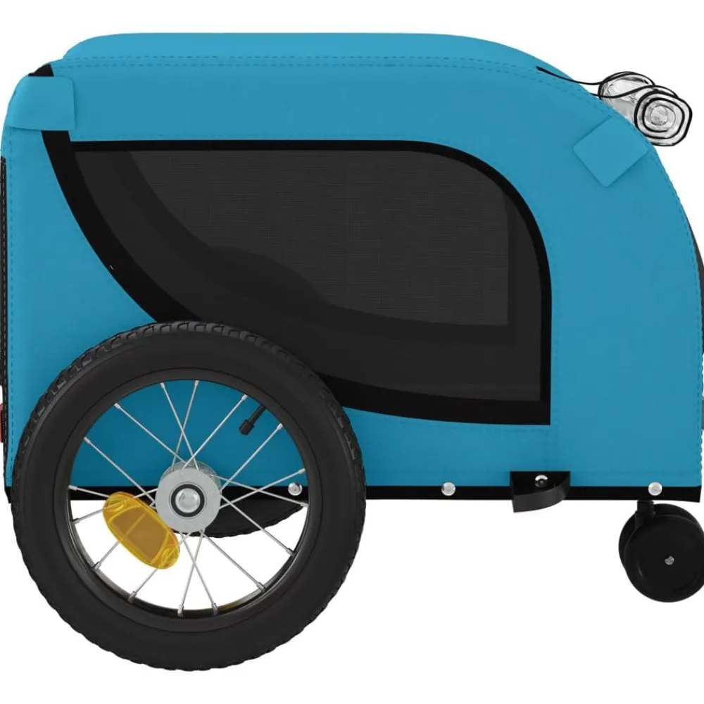 vidaXL Remolque de bicicleta mascotas hierro tela Oxford azul negro Azul y negro New