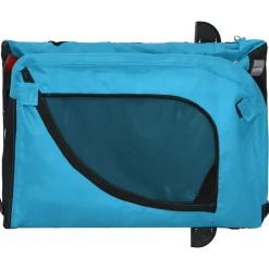 vidaXL Remolque de bicicleta mascotas hierro tela Oxford azul negro Azul y negro New