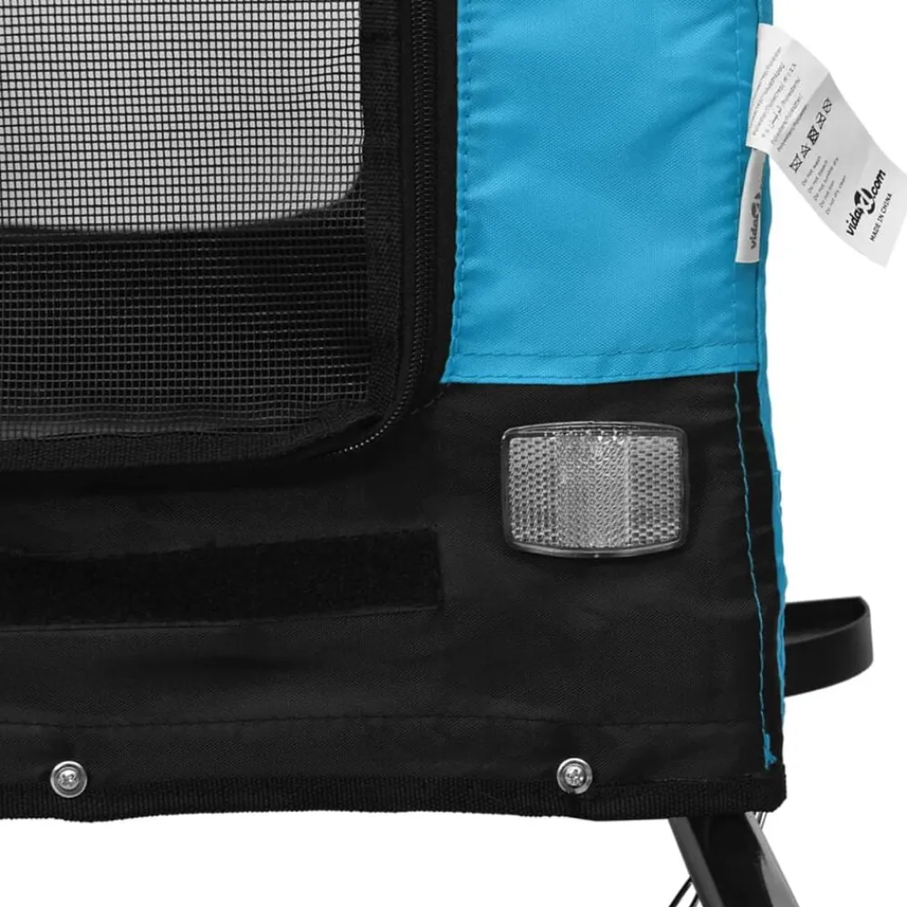 vidaXL Remolque de bicicleta mascotas hierro tela Oxford azul negro Azul y negro New