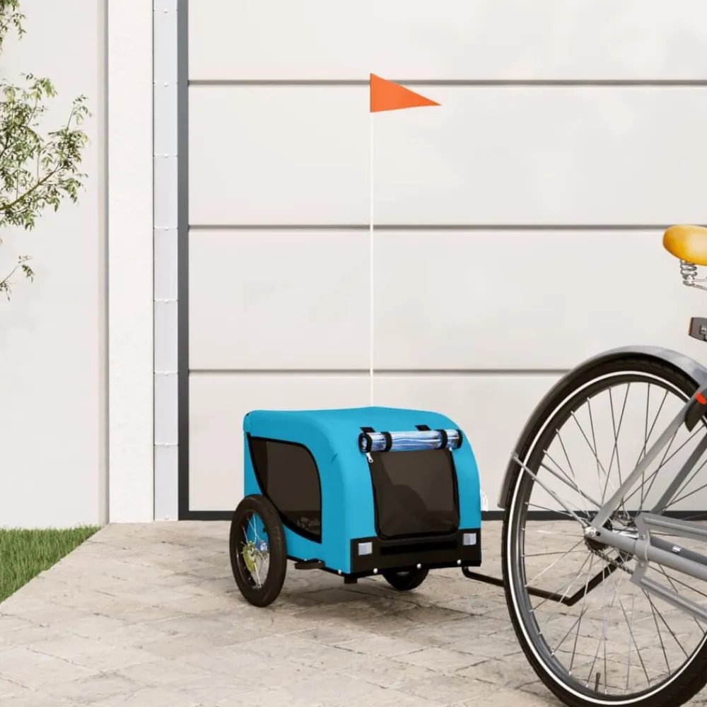 vidaXL Remolque de bicicleta mascotas hierro tela Oxford negro Azul Best