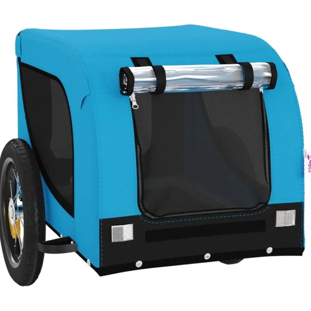 vidaXL Remolque de bicicleta mascotas hierro tela Oxford negro Azul Best