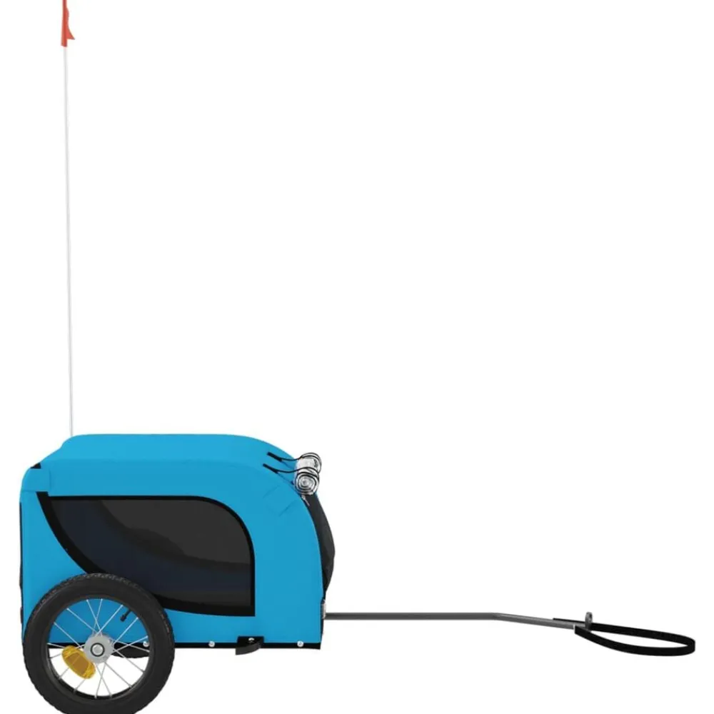 vidaXL Remolque de bicicleta mascotas hierro tela Oxford negro Azul Best
