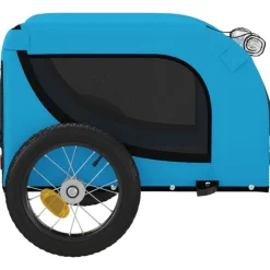 vidaXL Remolque de bicicleta mascotas hierro tela Oxford negro Azul Best