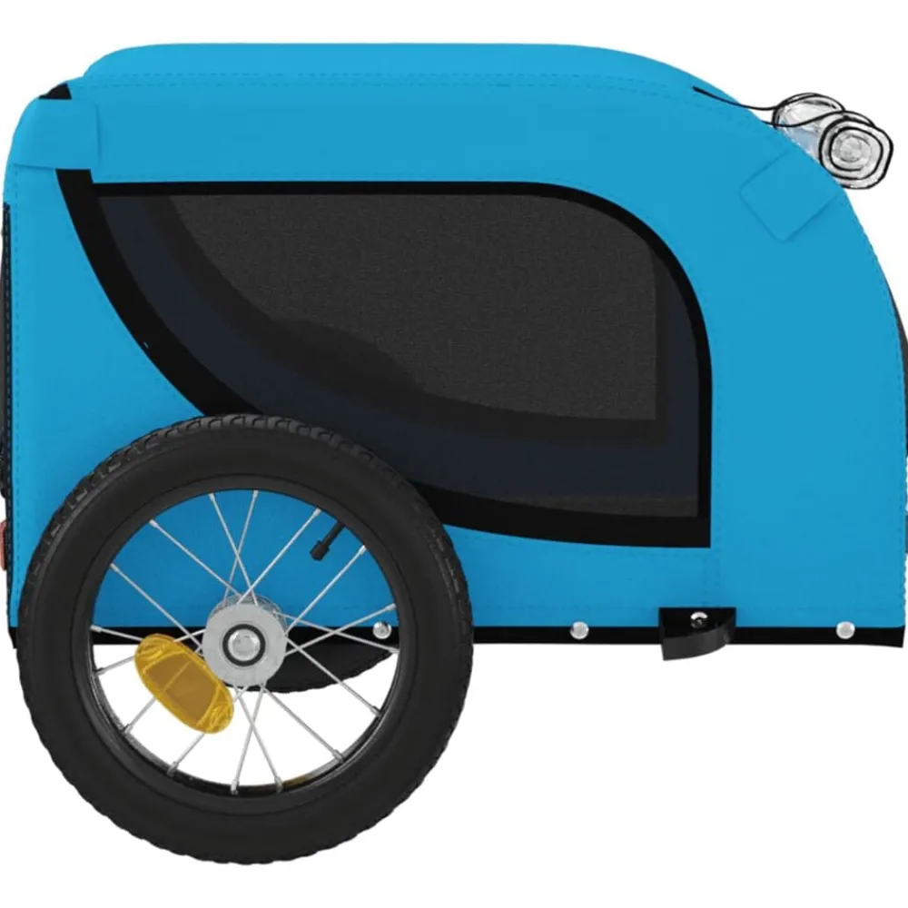 vidaXL Remolque de bicicleta mascotas hierro tela Oxford negro Azul Best