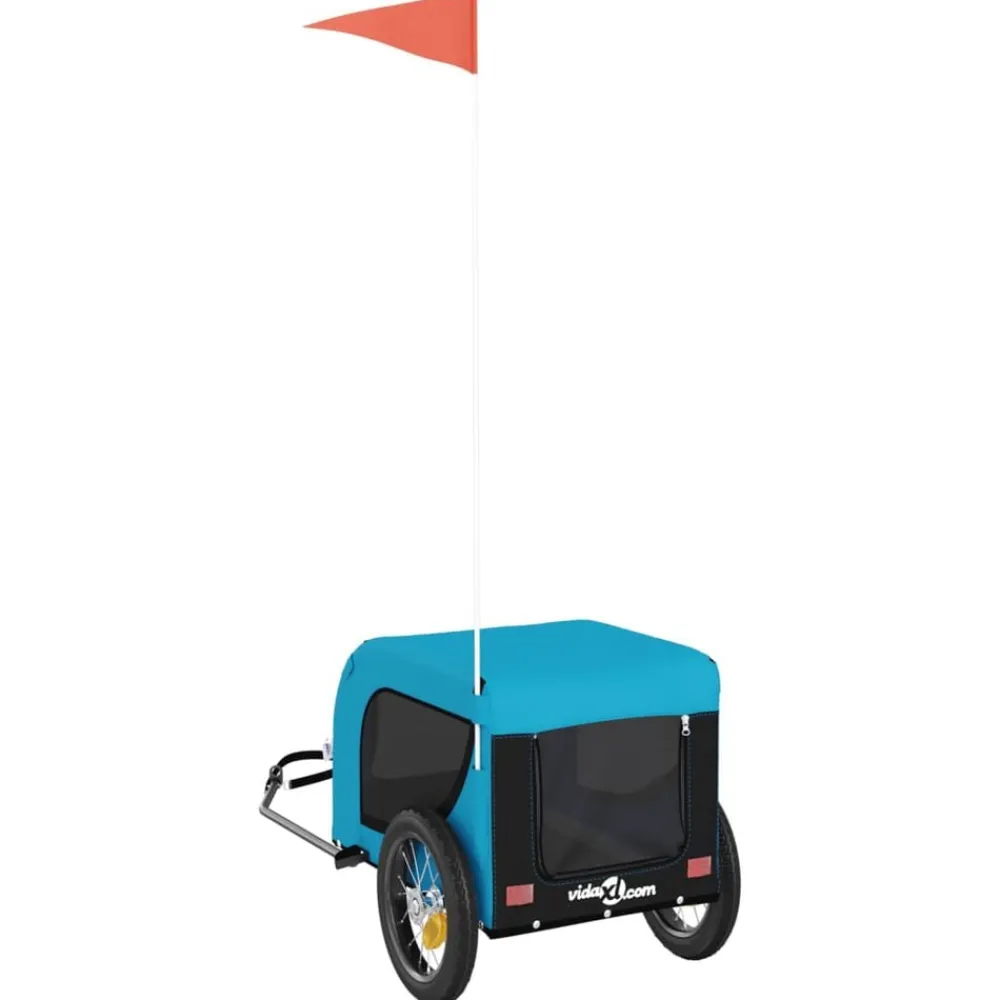 vidaXL Remolque de bicicleta mascotas hierro tela Oxford negro Azul Best