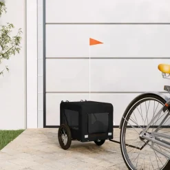 vidaXL Remolque de bicicleta mascotas hierro tela Oxford Negro Best