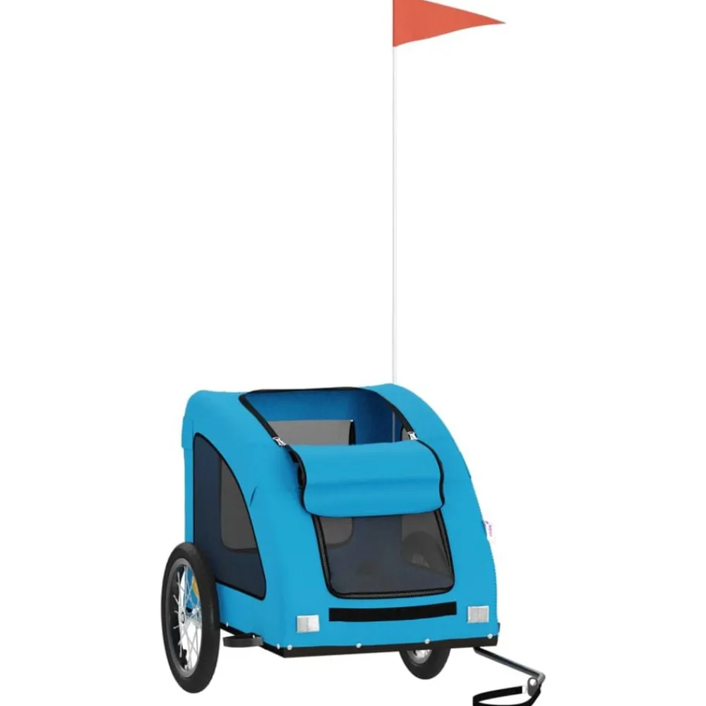 vidaXL Remolque de bicicleta mascotas hierro tela Oxford Azul Best