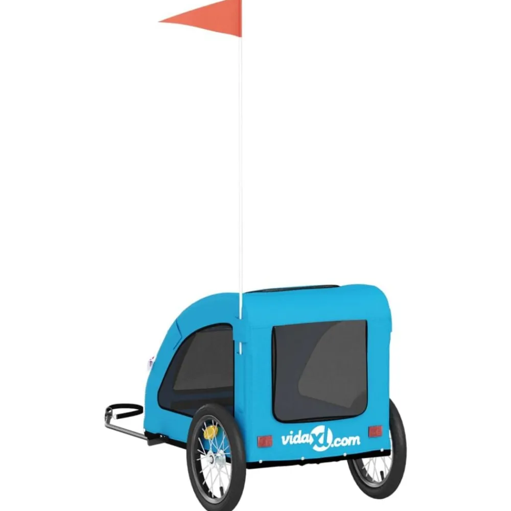 vidaXL Remolque de bicicleta mascotas hierro tela Oxford Azul Best