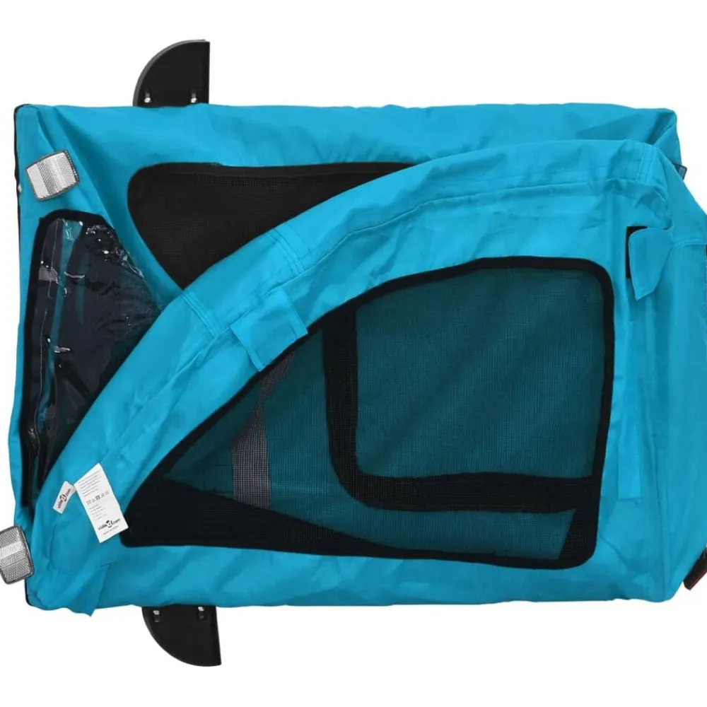 vidaXL Remolque de bicicleta mascotas hierro tela Oxford Azul Best