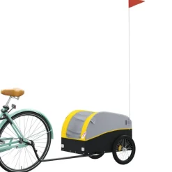 vidaXL Remolque para bicicleta hierro negro y 30 kg Amarillo Hot