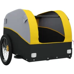 vidaXL Remolque para bicicleta hierro negro y 30 kg Amarillo Hot
