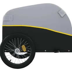 vidaXL Remolque para bicicleta hierro negro y 30 kg Amarillo Hot