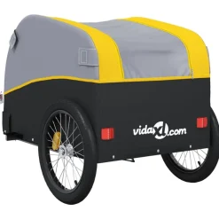vidaXL Remolque para bicicleta hierro negro y 30 kg Amarillo Hot