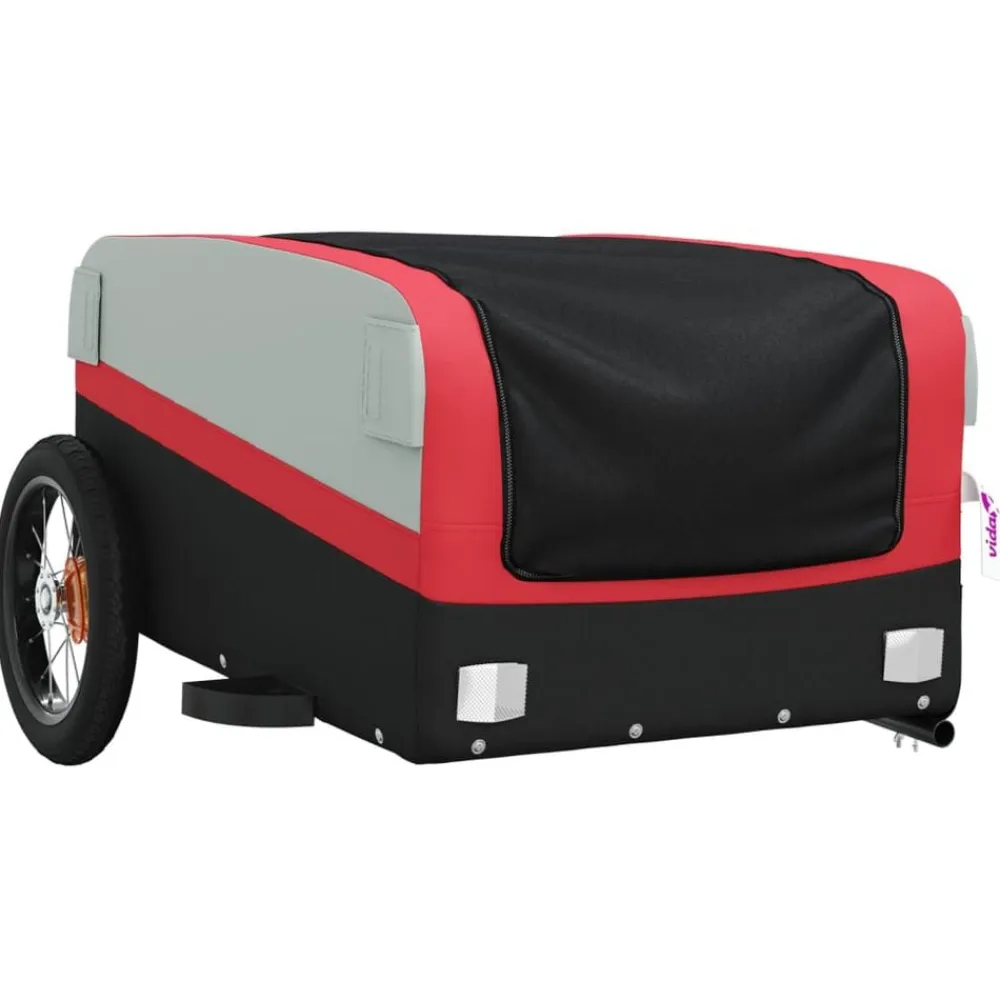vidaXL Actividades Al Aire Libre-Remolque para bicicleta hierro negro y 30 kg