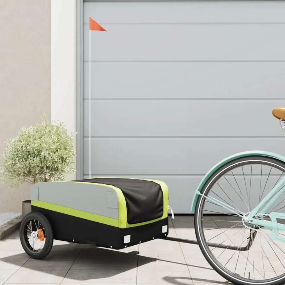 vidaXL Remolque para bicicleta hierro negro y 30 kg Verde Best