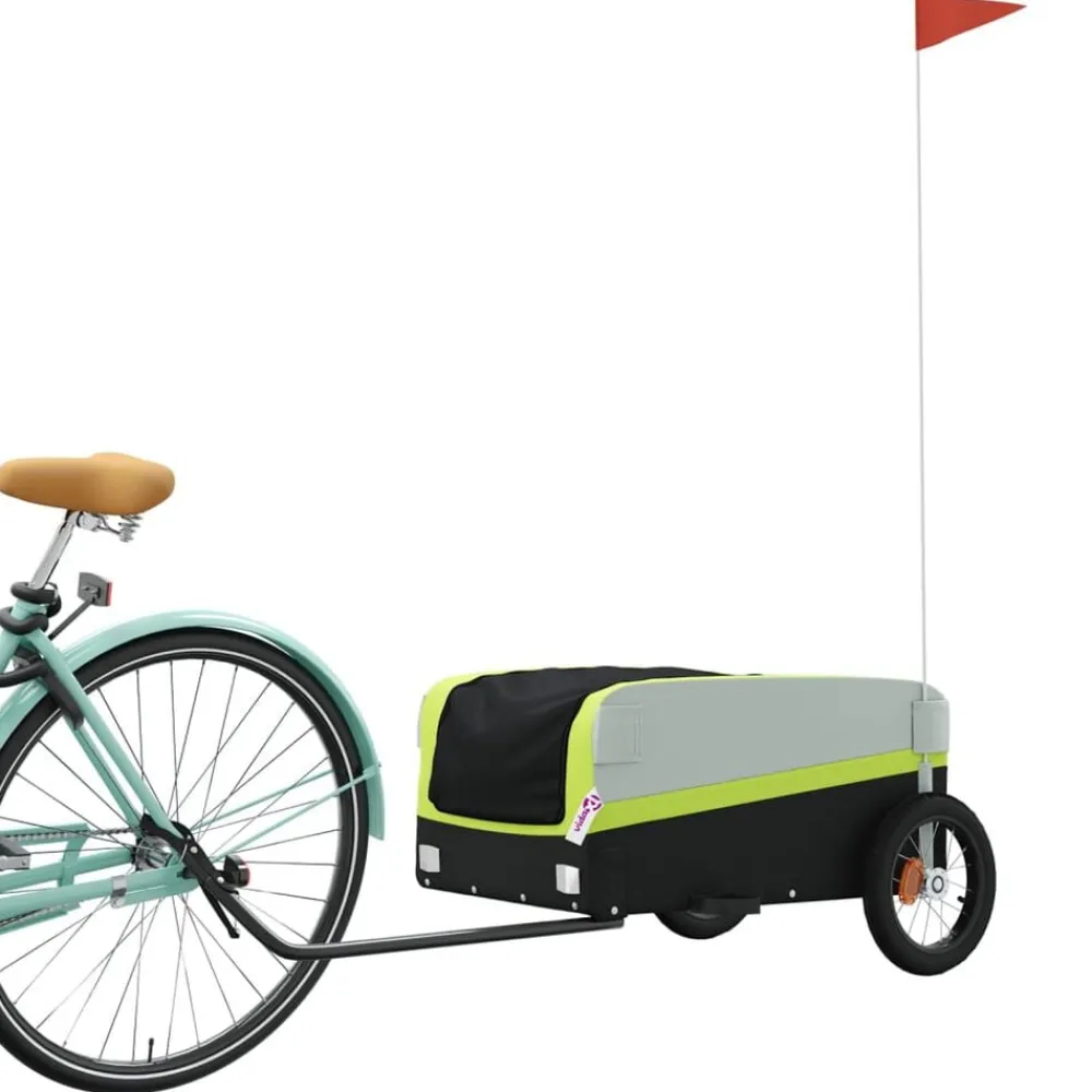vidaXL Remolque para bicicleta hierro negro y 30 kg Verde Best