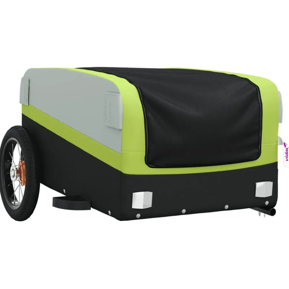 vidaXL Remolque para bicicleta hierro negro y 30 kg Verde Best