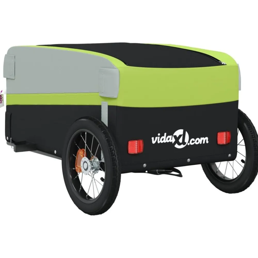 vidaXL Remolque para bicicleta hierro negro y 30 kg Verde Best