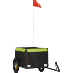 vidaXL Remolque para bicicleta hierro negro y 30 kg Verde Hot