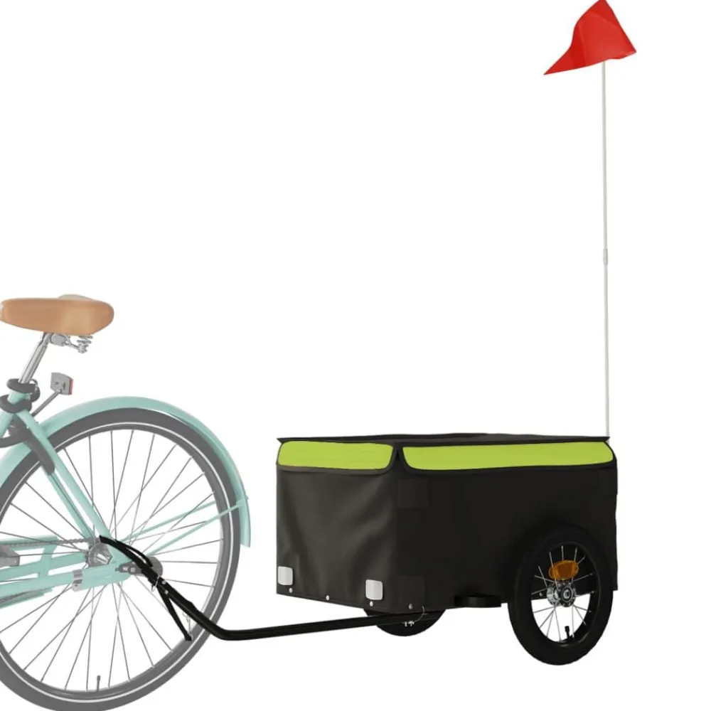 vidaXL Remolque para bicicleta hierro negro y 30 kg Verde Hot