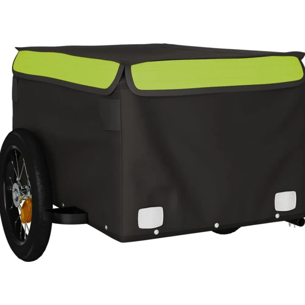 vidaXL Remolque para bicicleta hierro negro y 30 kg Verde Hot
