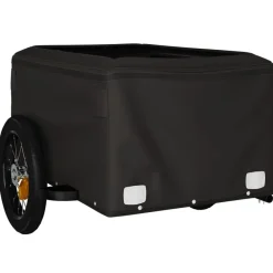 vidaXL Remolque para bicicleta hierro negro y 30 kg Verde Hot