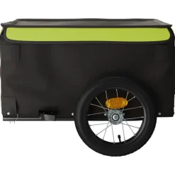 vidaXL Remolque para bicicleta hierro negro y 30 kg Verde Hot