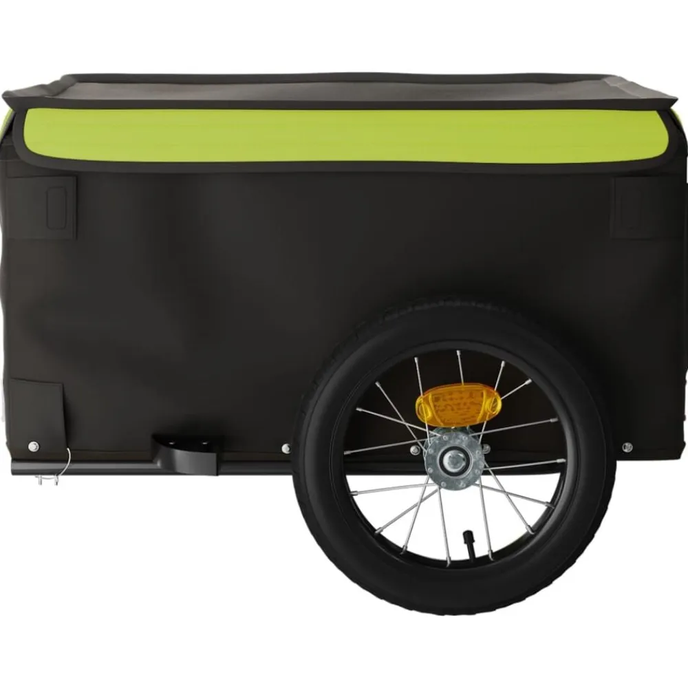 vidaXL Remolque para bicicleta hierro negro y 30 kg Verde Hot