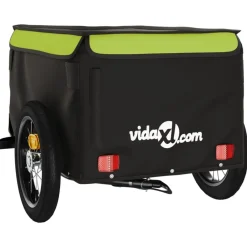 vidaXL Remolque para bicicleta hierro negro y 30 kg Verde Hot