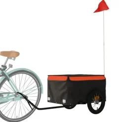 vidaXL Actividades Al Aire Libre-Remolque para bicicleta hierro negro y 30 kg