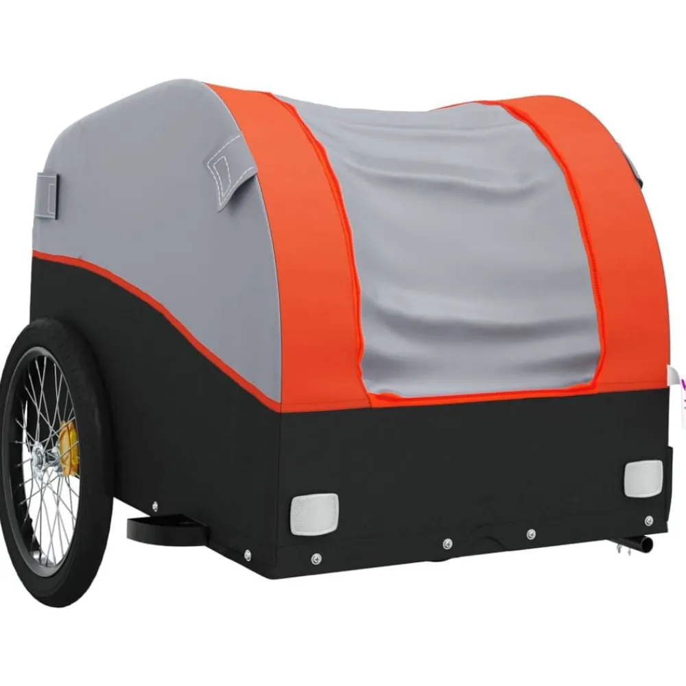 vidaXL Remolque para bicicleta hierro negro y 30 kg Naranja Discount