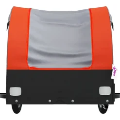 vidaXL Remolque para bicicleta hierro negro y 30 kg Naranja Discount