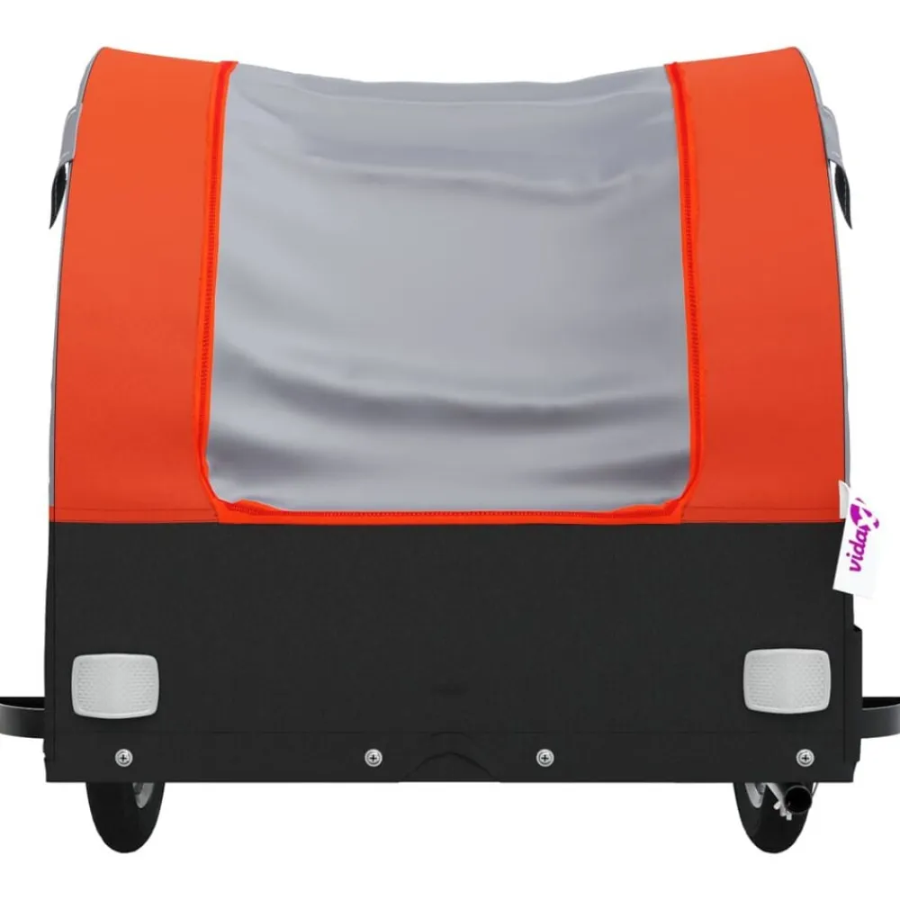 vidaXL Remolque para bicicleta hierro negro y 30 kg Naranja Discount