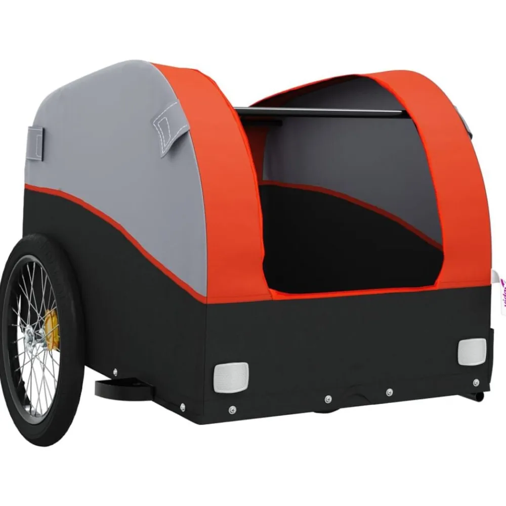 vidaXL Remolque para bicicleta hierro negro y 30 kg Naranja Discount