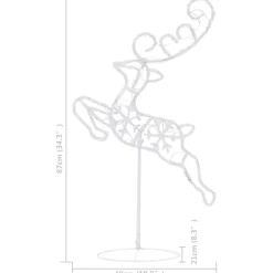 vidaXL Decoración-Renos voladores y trineo blanco cálido 260x21x87 cm