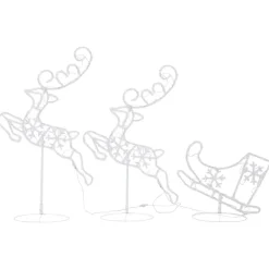 vidaXL Decoración-Renos voladores y trineo blanco cálido 260x21x87 cm
