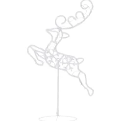 vidaXL Decoración-Renos voladores y trineo blanco cálido 260x21x87 cm