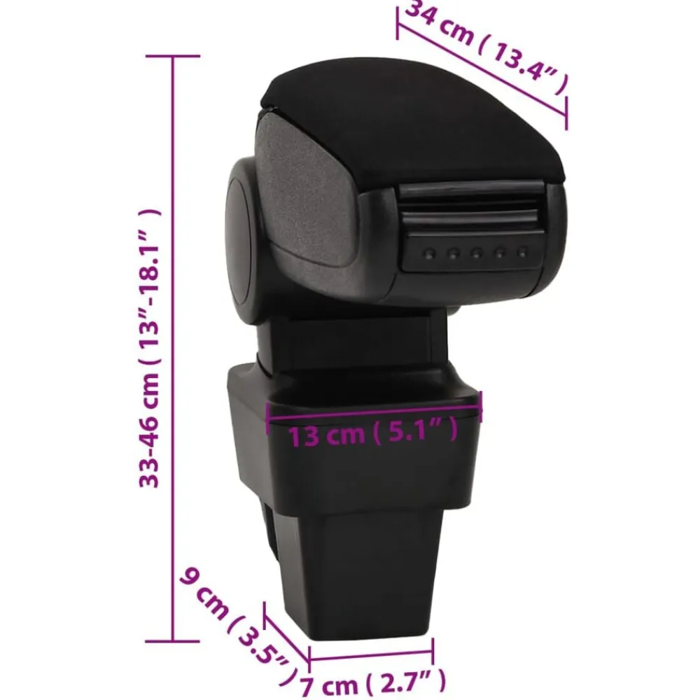 vidaXL Piezas Y Accesorios Para Vehículos-Reposabrazos para coche ABS negro 13x34x(33-46) cm