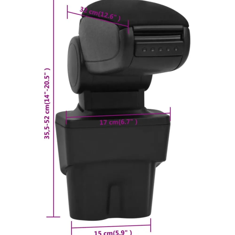 vidaXL Piezas Y Accesorios Para Vehículos-Reposabrazos para coche ABS negro 17x32x(35,5-52) cm