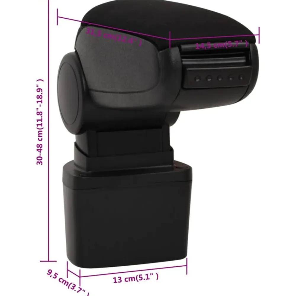 vidaXL Piezas Y Accesorios Para Vehículos-Reposabrazos para coche ABS negro 14,5x31,5x(30-48) cm