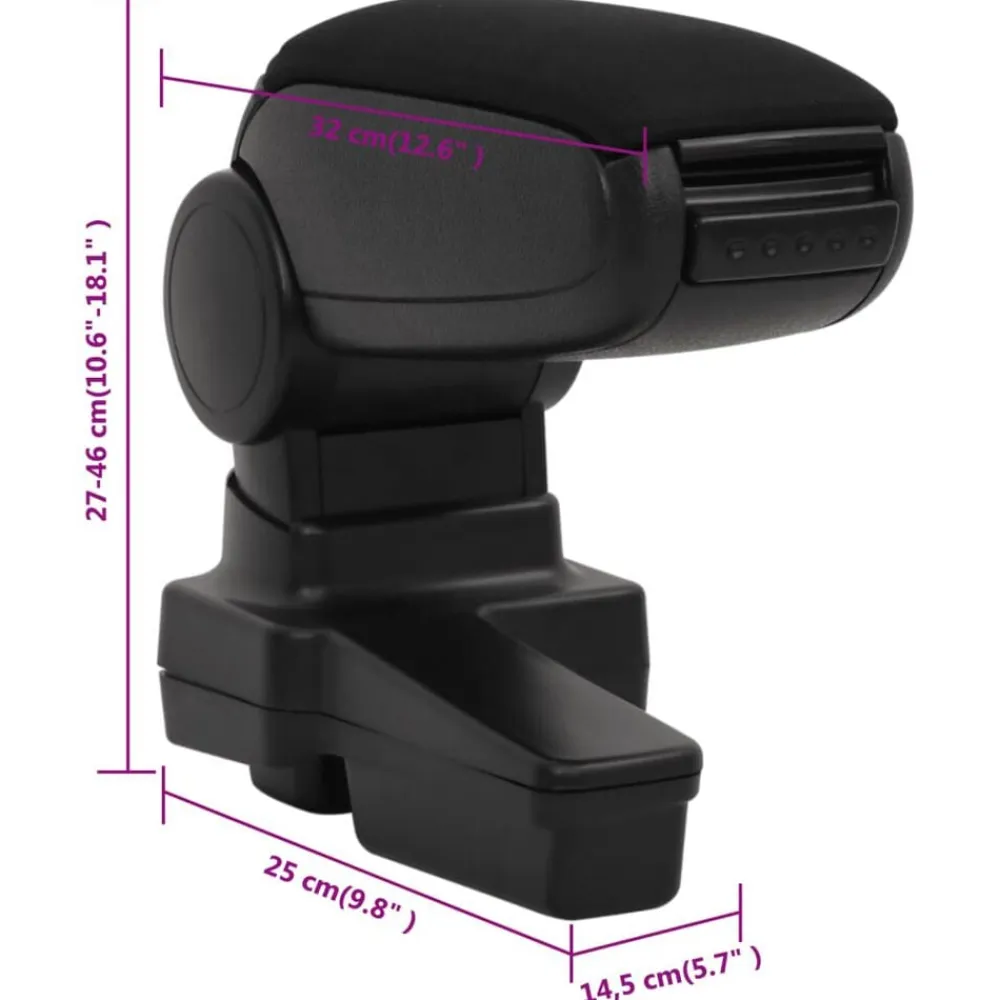 vidaXL Piezas Y Accesorios Para Vehículos-Reposabrazos para coche ABS negro 14,5x32x(27-46) cm